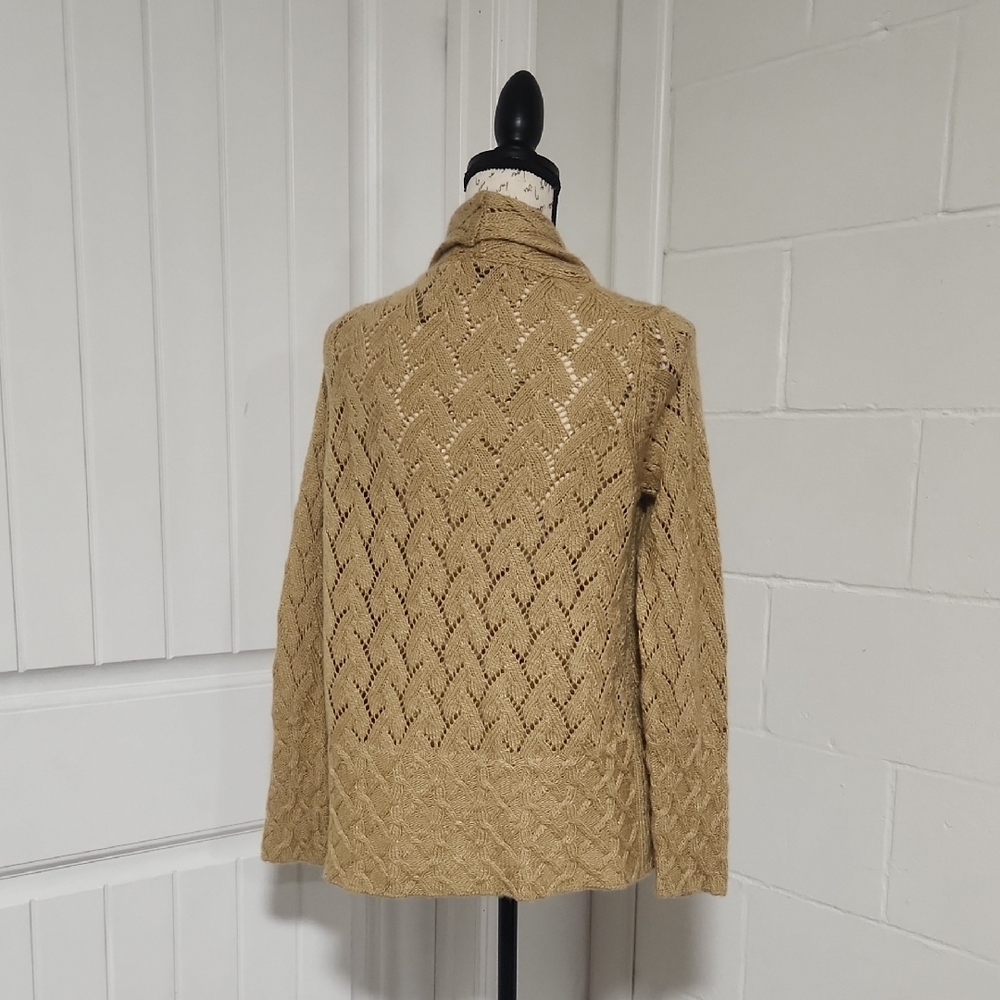 Axcess Beige Open Front Knit Sweater Size LARGE - Picture 4 of 7